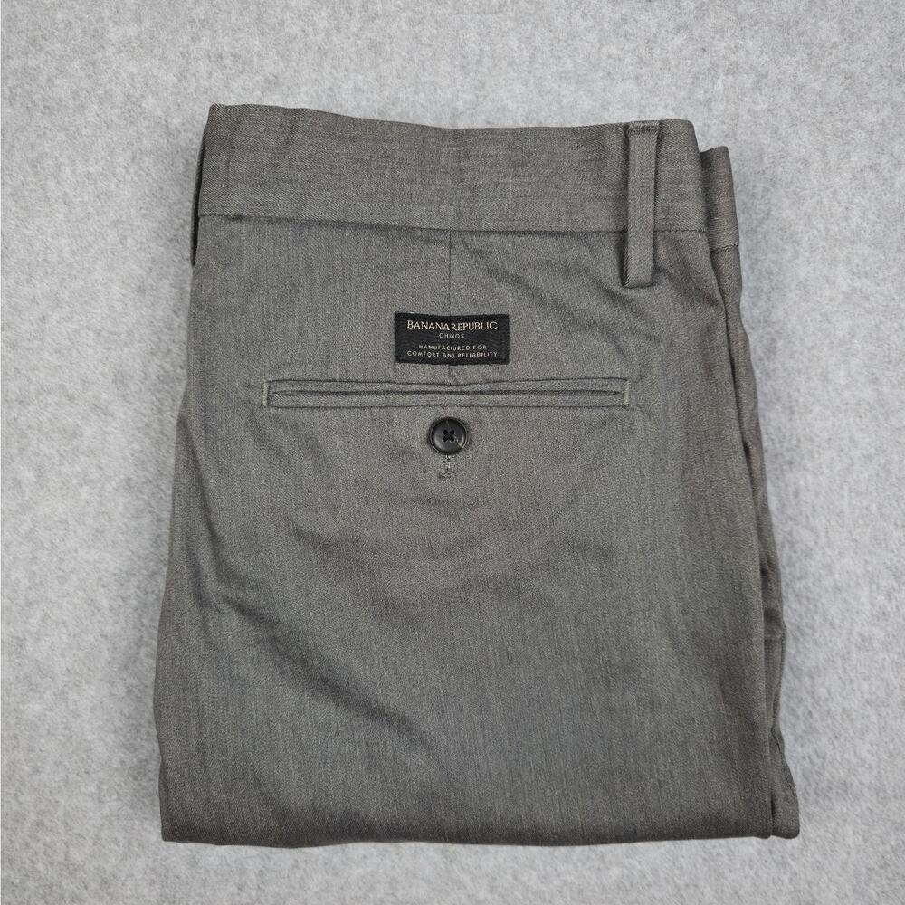Banana Republic Mens 32x31 Gray Fulton Skinny Fit Flat Front Chino Style Pants